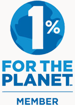 1% for the Planet logo with a blue circle and white text on a white background